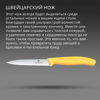 Нож кухонный Victorinox Swiss Classic (6.7738.C1) для чистки овощей и фруктов лезв.100мм прямая заточка желтый - купить недорого с доставкой в интернет-магазине