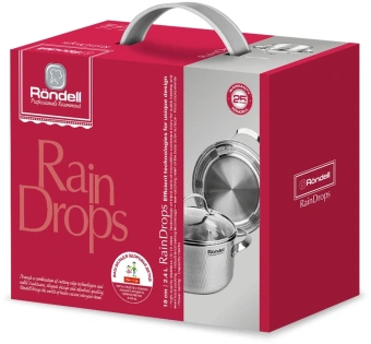 Кастрюля Rondell RainDrops RDS-1293 2.4л. d=18см (с крышкой) стальной - купить недорого с доставкой в интернет-магазине
