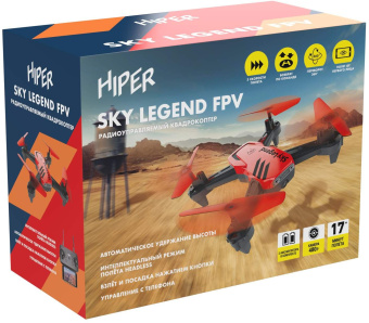 Квадрокоптер Hiper SKY LEGEND FPV 480р WiFi ПДУ черный - купить недорого с доставкой в интернет-магазине
