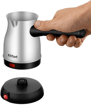 Кофеварка электрическая турка Kitfort КТ-7449 800Вт нержавеющая сталь/черный - купить недорого с доставкой в интернет-магазине