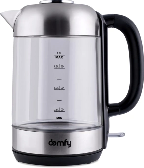 Чайник электрический Domfy DSM-EK401 1.8л. 2200Вт черный/прозрачный корпус: стекло/пластик - купить недорого с доставкой в интернет-магазине
