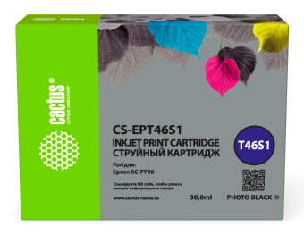 Картридж струйный Cactus CS-EPT46S1 T46S1 фото черный (30мл) для Epson SureColor SC-P700 с чипом - купить недорого с доставкой в интернет-магазине