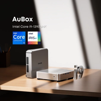 ПК Мини Chuwi AuBox Core i9 13900HK (2.6) 16Gb SSD512Gb Iris Xe Windows 11 Pro 2x2.5GbitEth WiFi BT 120W серебристый/черный - купить недорого с доставкой в интернет-магазине