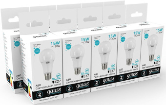 Лампа светодиодная Gauss Elementary 15Вт цок.:E27 груша 220B св.свеч.бел.нейт. A60 (упак.:10шт) (23225) - купить недорого с доставкой в интернет-магазине