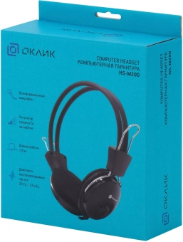 Наушники с микрофоном Оклик HS-M200 черный 1.8м накладные оголовье (1532011) - купить недорого с доставкой в интернет-магазине
