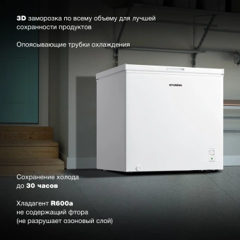 Морозильный ларь Hyundai CH2005 белый - купить недорого с доставкой в интернет-магазине