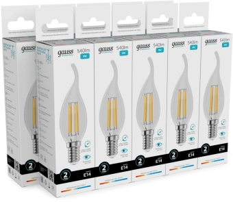 Лампа филам. Gauss Filament 8Вт цок.:E14 свеча св.свеч.бел.нейт. (упак.:10шт) (42128) - купить недорого с доставкой в интернет-магазине