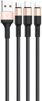 Кабель Hoco X26 Xpress one 80275 1м черный/золотистый - купить недорого с доставкой в интернет-магазине