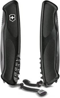 Нож перочинный Victorinox RangerGrip Onyx (0.9563.C31P) 130мм 12функц. черный подар.коробка в комплекте: шнурок - купить недорого с доставкой в интернет-магазине