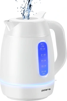 Чайник электрический Polaris PWK 0723DDW 1.7л. 2400Вт белый корпус: пластик - купить недорого с доставкой в интернет-магазине