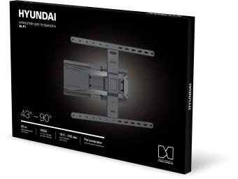 Кронштейн для телевизора Hyundai SL-F1 черный 43"-90" макс.50кг настенный поворотно-выдвижной и наклонный - купить недорого с доставкой в интернет-магазине