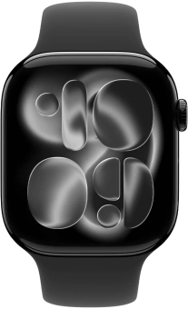Смарт-часы Apple Watch Series 11 A3331 42мм OLED корп.черный Sport Band рем.черный разм.брасл.:140-190мм (MEQT4LW/A) - купить недорого с доставкой в интернет-магазине