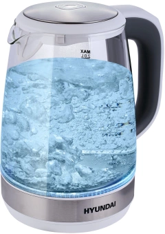 Чайник электрический Hyundai HYK-G8880 2л. 2200Вт серый/серебристый корпус: стекло - купить недорого с доставкой в интернет-магазине