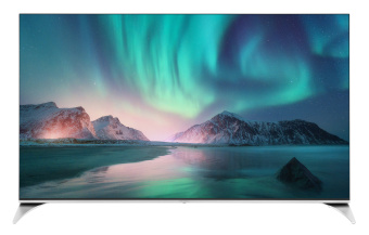 Телевизор QLED Hyundai 55" H-LED55QBU7500 Android TV Frameless черный/серебристый 4K Ultra HD 60Hz DVB-T DVB-T2 DVB-C DVB-S DVB-S2 USB WiFi Smart TV - купить недорого с доставкой в интернет-магазине