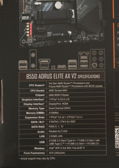 Материнская плата Gigabyte B550 AORUS ELITE AX V2 Soc-AM4 AMD B550 4xDDR4 ATX AC`97 8ch(7.1) 2.5Gg RAID+HDMI+DP - купить недорого с доставкой в интернет-магазине