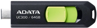 Флеш Диск A-Data 64GB Type-C UC300 ACHO-UC300-64G-RBK/GN USB3.2 черный/зеленый - купить недорого с доставкой в интернет-магазине