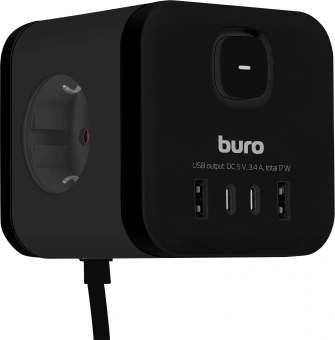 Сетевой удлинитель Buro BU-PC3.1UС-B 1.5м (3 розетки) черный (пакет ПЭ) - купить недорого с доставкой в интернет-магазине