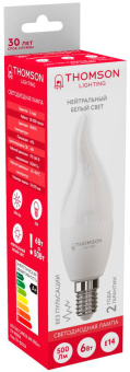 Лампа светодиодная Thomson TH-B2026 6Вт цок.:E14 свеча 220B 4000K св.свеч.бел.нейт. Tail Candle - купить недорого с доставкой в интернет-магазине