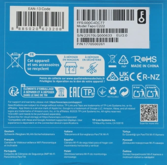 Камера видеонаблюдения IP TP-Link Tapo C222 Wi-Fi 4-4мм цв. корп.:белый - купить недорого с доставкой в интернет-магазине