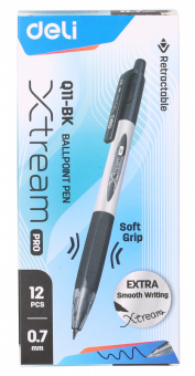 Ручка шариков. автоматическая Deli X-tream EQ11-BK серый мет./черный d=0.7мм черн. черн. резин. манжета - купить недорого с доставкой в интернет-магазине