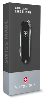 Нож перочинный Victorinox Classic SD Dark Illusion (0.6223.3G) 58мм 7функц. черный подар.коробка - купить недорого с доставкой в интернет-магазине