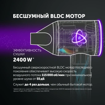 Фен Polaris PHD 1110 1600Вт черный - купить недорого с доставкой в интернет-магазине