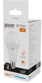 Лампа светодиодная Gauss Globe Elementary 35Вт цок.:E27 груша 220B св.свеч.бел.теп. А67 (упак.:10шт) (70215) - купить недорого с доставкой в интернет-магазине