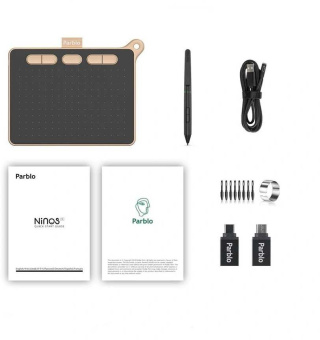 Графический планшет Parblo Ninos S USB Type-C черный/розовый - купить недорого с доставкой в интернет-магазине