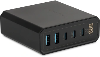 Настольное зар./устр. Digma Pro DPW10A 140W 5A (PD+QC) 3хUSB-C/2xUSB-A универсальное черный (DPW1A4G024BK) - купить недорого с доставкой в интернет-магазине