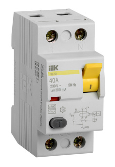 Выключатель дифф.тока УЗО IEK MDV10-2-040-300 ВД1-63 40A 300мА AC 2П 230В 2мод белый (упак.:1шт) - купить недорого с доставкой в интернет-магазине