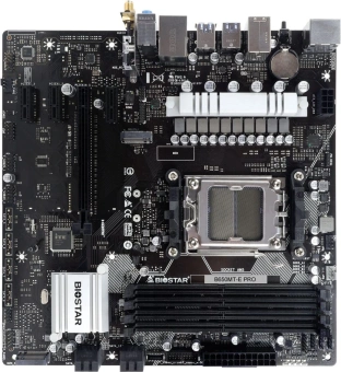 Материнская плата Biostar B650MT-E Pro SocketAM5 AMD B650 4xDDR5 mATX AC`97 8ch(7.1) 2.5Gg RAID+HDMI+DP - купить недорого с доставкой в интернет-магазине