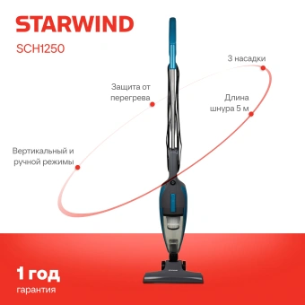Пылесос ручной Starwind SCH1250 1000Вт бирюзовый/серый - купить недорого с доставкой в интернет-магазине