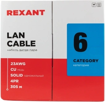 Кабель информационный Rexant 01-0067 кат.6 U/UTP 4 пары нг(А)-HF внешний 305м серый - купить недорого с доставкой в интернет-магазине