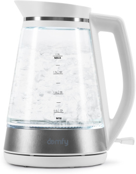 Чайник электрический Domfy DSW-EK505 1.9л. 3000Вт белый/прозрачный (корпус: стекло) - купить недорого с доставкой в интернет-магазине