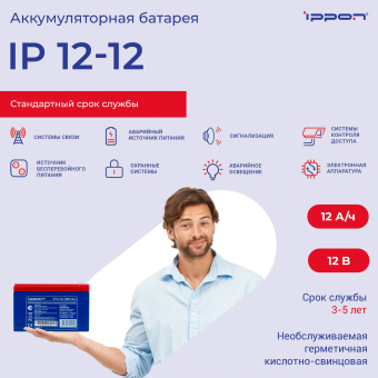 Батарея для ИБП Ippon IP12-12 12В 12Ач - купить недорого с доставкой в интернет-магазине