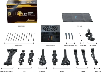 Блок питания Seasonic ATX 850W Core GX-850 Gen.5 80+ gold (20+4pin) APFC 120mm fan 6xSATA Cab Manag RTL - купить недорого с доставкой в интернет-магазине