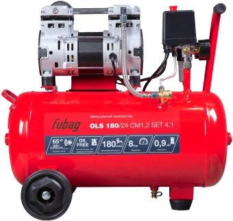 Компрессор поршневой Fubag OLS 180/24 CM1.2 Set 4.1 безмасляный 180л/мин 24л 900Вт красный/черный - купить недорого с доставкой в интернет-магазине