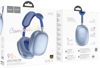 Гарнитура мониторные Hoco W55 1.2м синий беспроводные bluetooth оголовье (32690) - купить недорого с доставкой в интернет-магазине