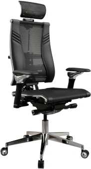 Кресло руководителя эргономичное Метта Yoga Spine Triumph B2 (Черный CC.50.15.13A) Infinity Easy Clean экокожа/сетка с подголов. крестов. алюминий хром - купить недорого с доставкой в интернет-магазине