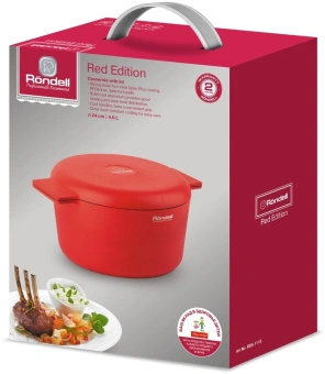 Кастрюля Rondell Red Edition RDA-1118 4.6л. d=24см (с крышкой) красный - купить недорого с доставкой в интернет-магазине