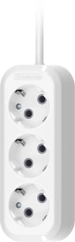 Сетевой удлинитель Defender R330 1.5м (3 розетки) белый (пакет ПЭ) - купить недорого с доставкой в интернет-магазине