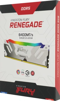 Память DDR5 2x32GB 6400MHz Kingston KF564C32RWAK2-64 Fury Renegade XMP RGB RTL Gaming PC5-51200 CL32 DIMM 288-pin 1.4В kit single rank с радиатором Ret - купить недорого с доставкой в интернет-магазине