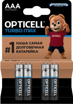 Батарея Opticell Turbo MAX LR03 AAA (4шт) блистер - купить недорого с доставкой в интернет-магазине