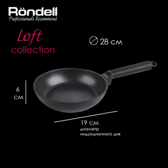 Сковорода Rondell Loft RDA-1145 круглая 28см покрытие: TriTitan ручка несъемная (без крышки) черный - купить недорого с доставкой в интернет-магазине