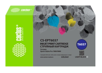 Картридж струйный Cactus CS-EPT6037 T6037 сер.пигм. (220мл) для Epson Stylus PRO 7880/9880 с чипом - купить недорого с доставкой в интернет-магазине
