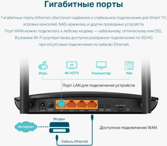 Роутер беспроводной TP-Link Archer MR500 AC1200 10/100/1000BASE-TX/3G/4G/4G+ cat.6 - купить недорого с доставкой в интернет-магазине