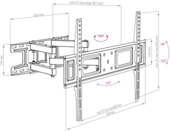 Кронштейн для телевизора Arm Media LCD-418 черный 32"-65" макс.35кг настенный поворотно-выдвижной и наклонный - купить недорого с доставкой в интернет-магазине