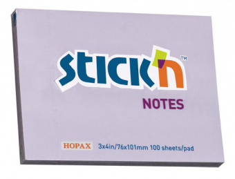 Блок самоклеящийся бумажный Stick`n 21404 76x101мм 100лист. 70г/м2 пастель сиреневый - купить недорого с доставкой в интернет-магазине
