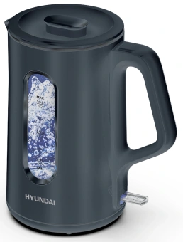 Чайник электрический Hyundai HYK-G4508 1.5л. 1700Вт серый/прозрачный корпус: стекло - купить недорого с доставкой в интернет-магазине