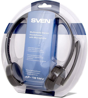 Гарнитура накладные Sven AP-151MV 1.2м черный проводные оголовье (SV-015411) - купить недорого с доставкой в интернет-магазине